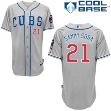 Men's Majestic Chicago Cubs #21 Sammy Sosa Authentic Grey Alternate Road Cool Base MLB Jersey