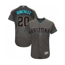 Men's Arizona Diamondbacks #20 Luis Gonzalez Gray Teal Alternate Authentic Collection Flex Base Baseball Jersey