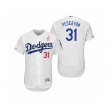 Men's 2019 Mothers Day Joc Pederson Los Angeles Dodgers #31 White Flex Base Home Jersey