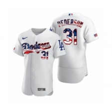 Men's Joc Pederson #31 Los Angeles Dodgers White 2020 Stars & Stripes 4th of July Jersey