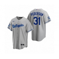 Men's Los Angeles Dodgers #31 Joc Pederson Gray 2020 World Series Champions Road Replica Jersey