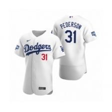 Men's Los Angeles Dodgers #31 Joc Pederson White 2020 World Series Champions Authentic Jersey