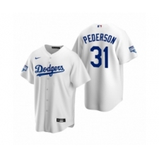 Men's Los Angeles Dodgers #31 Joc Pederson White 2020 World Series Champions Replica Jersey