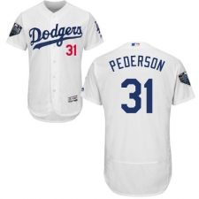 Men's Majestic Los Angeles Dodgers #31 Joc Pederson White Home Flex Base Authentic Collection 2018 World Series MLB Jersey