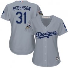 Women's Majestic Los Angeles Dodgers #31 Joc Pederson Authentic Grey Road Cool Base 2018 World Series MLB Jers