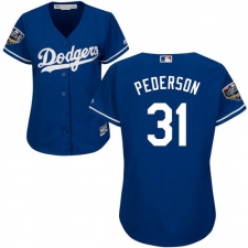 Women's Majestic Los Angeles Dodgers #31 Joc Pederson Authentic Royal Blue Alternate Cool Base 2018 World Series MLB Jersey
