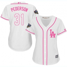 Women's Majestic Los Angeles Dodgers #31 Joc Pederson Authentic White Fashion Cool Base 2018 World Series MLB Jersey