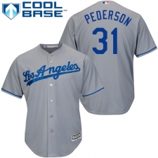 Women's Majestic Los Angeles Dodgers #31 Joc Pederson Replica Grey Road Cool Base MLB Jersey