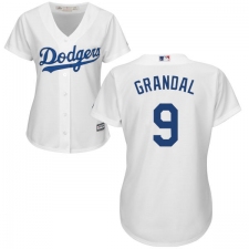 Women's Majestic Los Angeles Dodgers #9 Yasmani Grandal Replica White Home Cool Base MLB Jersey