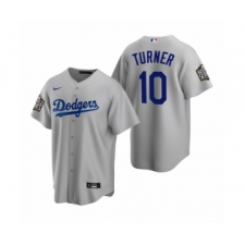 Men's Los Angeles Dodgers #10 Justin Turner Gray 2020 World Series Replica Jersey