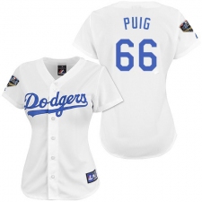 Women's Majestic Los Angeles Dodgers #66 Yasiel Puig Authentic White 2018 World Series MLB Jersey