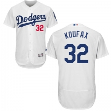 Men's Majestic Los Angeles Dodgers #32 Sandy Koufax White Home Flex Base Authentic Collection MLB Jersey