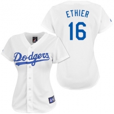 Women's Majestic Los Angeles Dodgers #16 Andre Ethier Replica White MLB Jersey