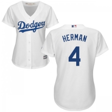 Women's Majestic Los Angeles Dodgers #4 Babe Herman Replica White Home Cool Base MLB Jersey