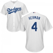 Youth Majestic Los Angeles Dodgers #4 Babe Herman Authentic White Home Cool Base MLB Jersey