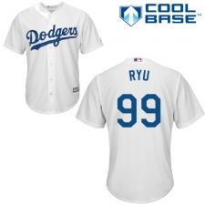 Youth Majestic Los Angeles Dodgers #99 Hyun-Jin Ryu Replica White Home Cool Base MLB Jersey