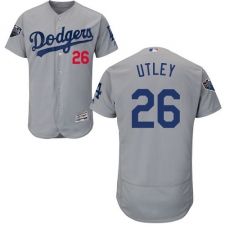 Men's Majestic Los Angeles Dodgers #26 Chase Utley Gray Alternate Flex Base Authentic Collection 2018 World Series MLB Jersey