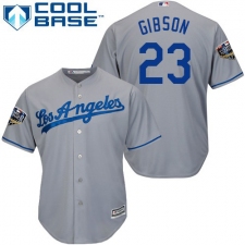 Youth Majestic Los Angeles Dodgers #23 Kirk Gibson Authentic Grey Road Cool Base 2018 World Series MLB Jersey