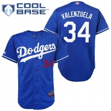 Youth Majestic Los Angeles Dodgers #34 Fernando Valenzuela Replica Royal Blue Cool Base MLB Jersey