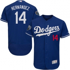 Men's Majestic Los Angeles Dodgers #14 Enrique Hernandez Royal Blue Flexbase Authentic Collection 2018 World Series MLB Jersey