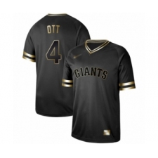Men's San Francisco Giants #4 Mel Ott Authentic Black Gold Fashion Baseball Jersey