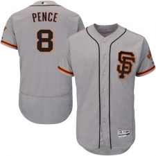 Men's Majestic San Francisco Giants #8 Hunter Pence Grey Alternate Flex Base Authentic Collection MLB Jersey