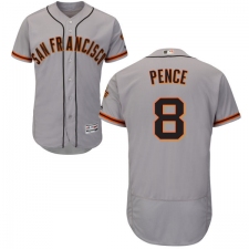 Men's Majestic San Francisco Giants #8 Hunter Pence Grey Road Flex Base Authentic Collection MLB Jersey