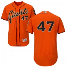 Men's Majestic San Francisco Giants #47 Johnny Cueto Orange Alternate Flex Base Authentic Collection MLB Jersey