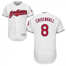 Men's Majestic Cleveland Indians #8 Lonnie Chisenhall White Home Flex Base Authentic Collection MLB Jersey