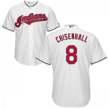 Youth Majestic Cleveland Indians #8 Lonnie Chisenhall Replica White Home Cool Base MLB Jersey