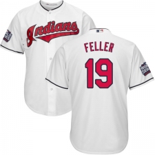 Youth Majestic Cleveland Indians #19 Bob Feller Authentic White Home 2016 World Series Bound Cool Base MLB Jersey