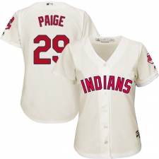 Women's Majestic Cleveland Indians #29 Satchel Paige Authentic Cream Alternate 2 Cool Base MLB Jersey