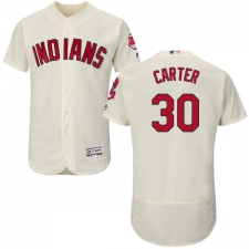 Men's Majestic Cleveland Indians #30 Joe Carter Cream Alternate Flex Base Authentic Collection MLB Jersey