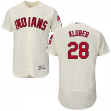 Men's Majestic Cleveland Indians #28 Corey Kluber Cream Alternate Flex Base Authentic Collection MLB Jersey