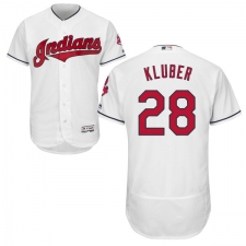 Men's Majestic Cleveland Indians #28 Corey Kluber White Home Flex Base Authentic Collection MLB Jersey
