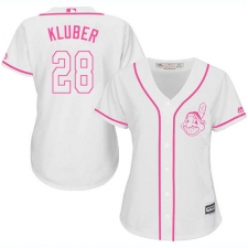 Women's Majestic Cleveland Indians #28 Corey Kluber Authentic White Fashion Cool Base MLB Jersey