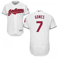 Men's Majestic Cleveland Indians #7 Yan Gomes White Home Flex Base Authentic Collection MLB Jersey