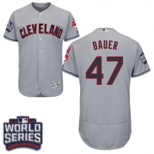 Men's Majestic Cleveland Indians #47 Trevor Bauer Grey 2016 World Series Bound Flexbase Authentic Collection MLB Jersey