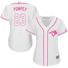 Women's Majestic Toronto Blue Jays #23 Dalton Pompey Replica White Fashion Cool Base MLB Jersey