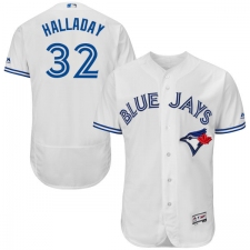 Men's Majestic Toronto Blue Jays #32 Roy Halladay White Home Flex Base Authentic Collection MLB Jersey