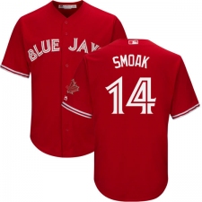 Youth Majestic Toronto Blue Jays #14 Justin Smoak Authentic Scarlet Alternate MLB Jersey