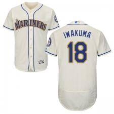 Men's Majestic Seattle Mariners #18 Hisashi Iwakuma Cream Alternate Flex Base Authentic Collection MLB Jersey