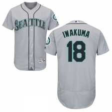 Men's Majestic Seattle Mariners #18 Hisashi Iwakuma Grey Road Flex Base Authentic Collection MLB Jersey