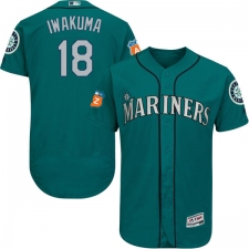 Men's Majestic Seattle Mariners #18 Hisashi Iwakuma Teal Green Alternate Flex Base Authentic Collection MLB Jersey