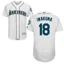 Men's Majestic Seattle Mariners #18 Hisashi Iwakuma White Home Flex Base Authentic Collection MLB Jersey