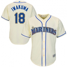 Youth Majestic Seattle Mariners #18 Hisashi Iwakuma Replica Cream Alternate Cool Base MLB Jersey