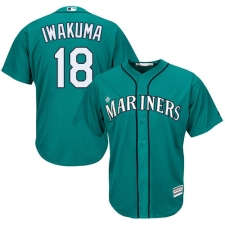Youth Majestic Seattle Mariners #18 Hisashi Iwakuma Replica Teal Green Alternate Cool Base MLB Jersey