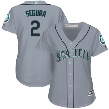 Women's Majestic Seattle Mariners #2 Jean Segura Replica Grey Road Cool Base MLB Jersey