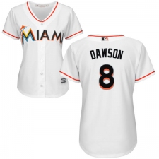 Women's Majestic Miami Marlins #8 Andre Dawson Authentic White Home Cool Base MLB Jersey