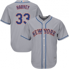 Youth Majestic New York Mets #33 Matt Harvey Authentic Grey Road Cool Base MLB Jersey